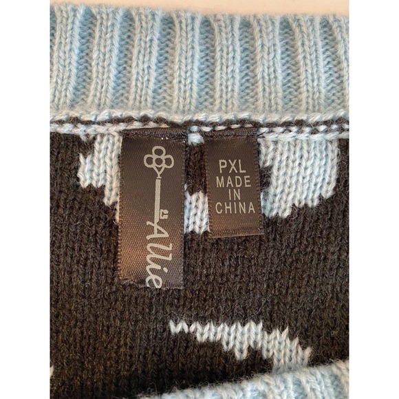 NWT Allie and Rob Animal Print Blue Sweater Petite XL 3 Quarter Sleeves - Picture 10 of 12